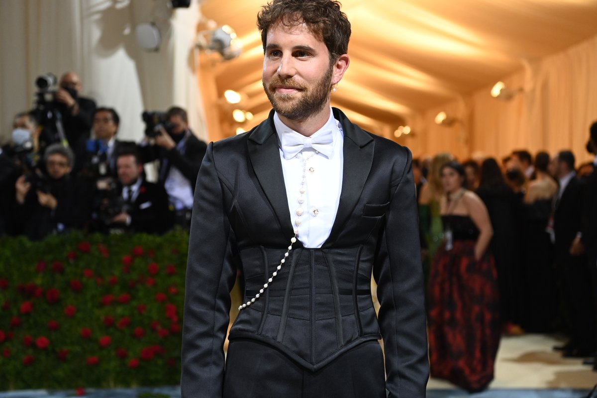 Ben Platt giving us a corset moment at the Met Gala. Photo by Nina Westervelt.