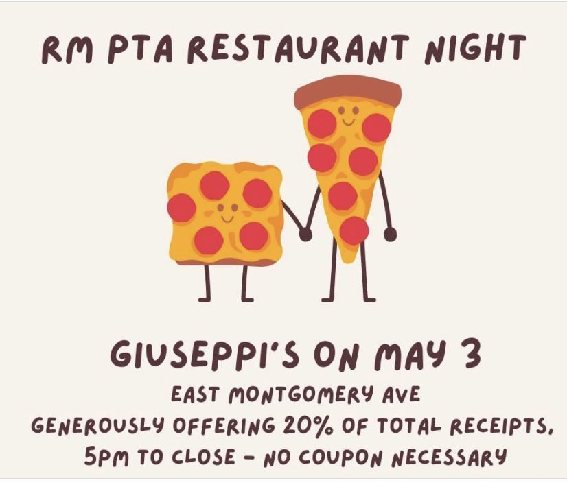 Richard Montgomery HS PTSA (@rmhs_ptsa) on Twitter photo TUESDAY! Your dinner plans are set. Come to Giuseppiβs in Rockville Town Square. 20 percent of total receipts go to support the work of the PTSA. No code. Just show up, 5 pm to close. <a href="/RMHS_principal/">Alicia Deeny</a> <a href="/RMHS_MainOffice/">RMHS Main Office</a> @RMHS_Lopez <a href="/MsWheeler_RMHS/">Robin L Wheeler</a> <a href="/MrDurbin_RMHS/">MrDurbin_RMHS</a> @RM_Roberson TUESDAY! Your dinner plans are set. Come to Giuseppiβs in Rockville Town Square. 20 percent of total receipts go to support the work of the PTSA. No code. Just show up, 5 pm to close. <a href="/RMHS_principal/">Alicia Deeny</a> <a href="/RMHS_MainOffice/">RMHS Main Office</a> @RMHS_Lopez <a href="/MsWheeler_RMHS/">Robin L Wheeler</a> <a href="/MrDurbin_RMHS/">MrDurbin_RMHS</a> @RM_Roberson