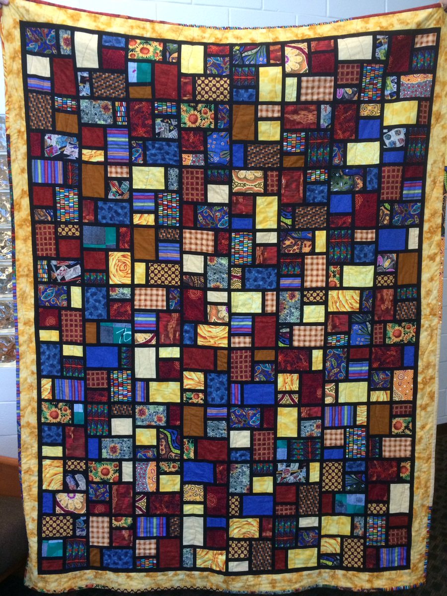 bbrendatweets's tweet image. Another quilt for my daughter. Extra long twin for college. Made as I grieved the loss of my mom and sister within 11 weeks of each other. I incorporated silk from my sister’s scarf &amp;amp; mom’s blouse. Sewn on vacation in Orleans, 2014. #MayPatternChallenge