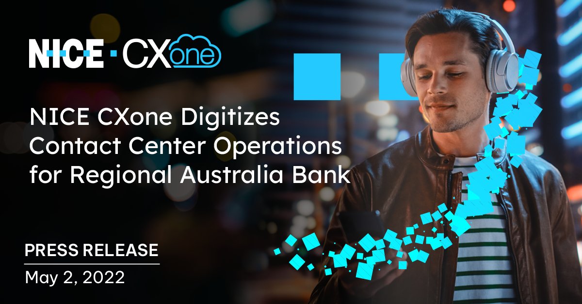 NICE CXone digitizes contact center operations for @RegionalAusBank, driving frictionless agent and customer experience. Read more >> okt.to/dDHpa3 #CXone #ContactCenter #CustomerExperience