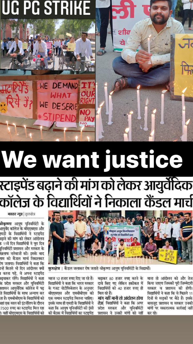 Sheetal47125879's tweet photo. #equalityforayuveda
Strike for stipend 
Day 15
@mlkhattar @anilvijminister 
@moayush https://t.co/NtMqTkHD6k