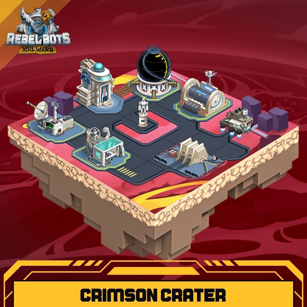 🚀Our next environment is called: Crimson Crater

🛢Xoilium is full of craters and the Crimson Craters particularly were abundant with Xoil when Rebel Bots landed on Xoilium!

Only 1 more to reveal! What's been your favourite environment so far?

#PlaytoEarn #P2E