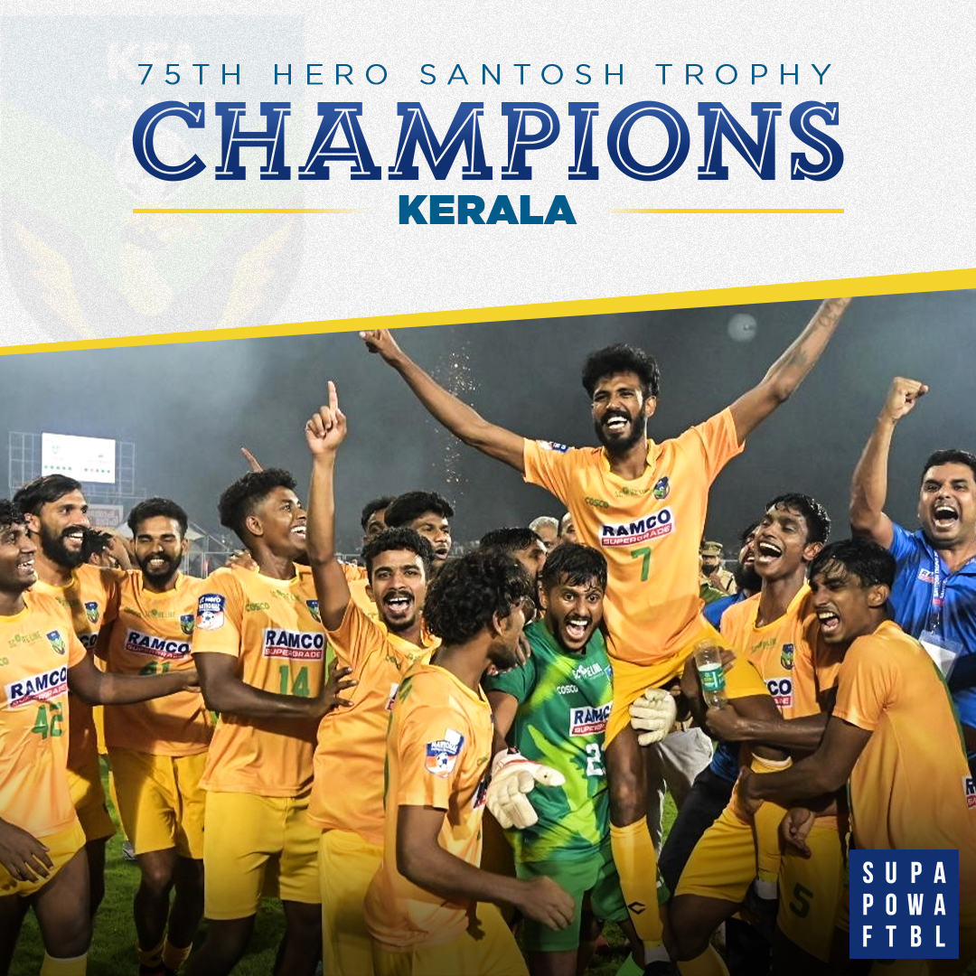 SuperpowerFb's tweet photo. Lets congratulate the champions of the 75th Santosh Trophy, Kerala Football Association, who have won this prestigious championship for the 7th time. πππ
#SantoshTrophy2022 #IFA #KERBEN #IndianFootball #NFC https://t.co/iIxZ4hxf2a