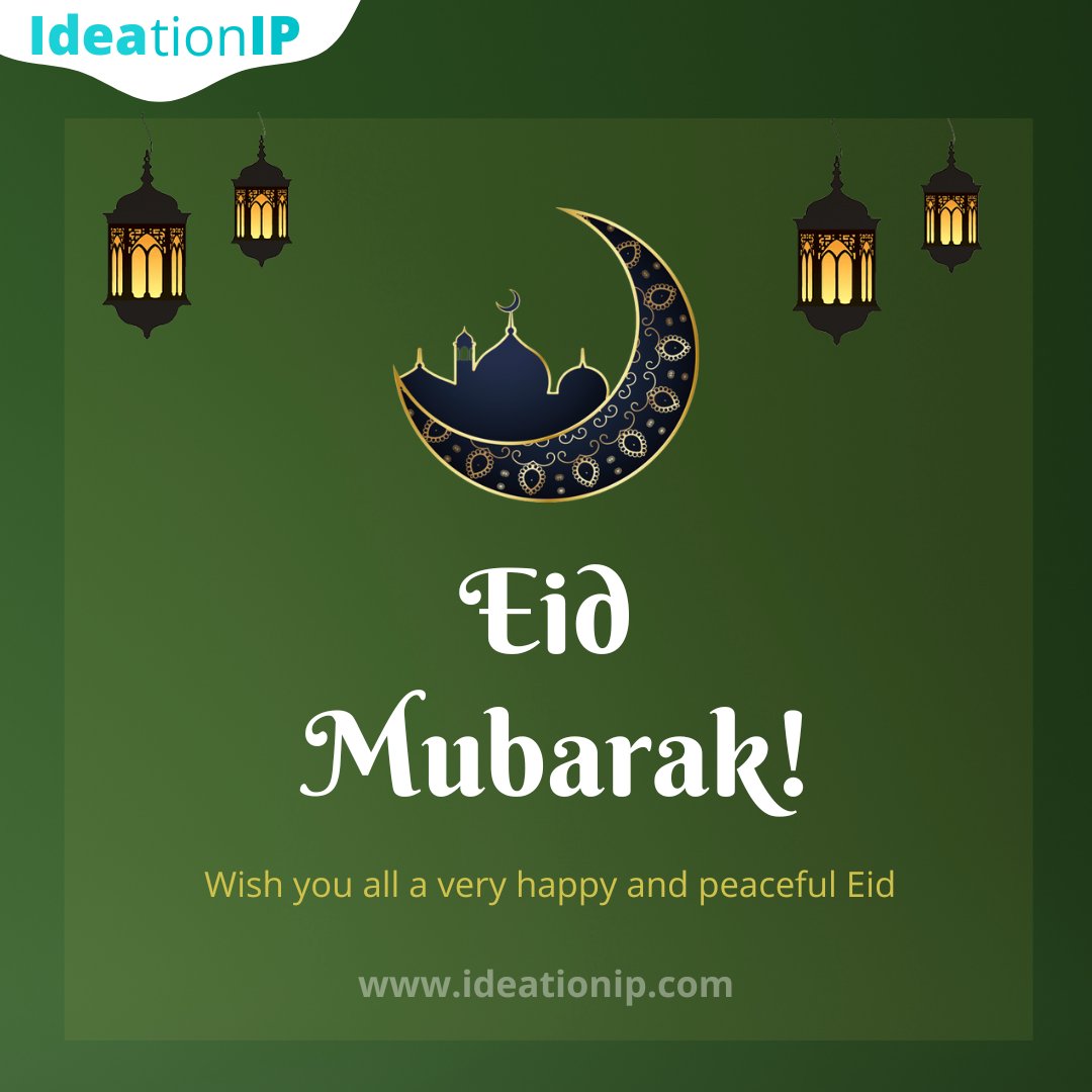 IdeationI's tweet photo. IdeationIP wishes Eid Mubarak to all those celebrating the blissful occasion all over the world.

May love, joy, peace, and unity continue to power all of us always!
https://t.co/9Quw2sAHpx
#patent #patentlaw #patentattorney #patentsearch #patents #patentanalytics #patents https://t.co/VN9rtODQgI