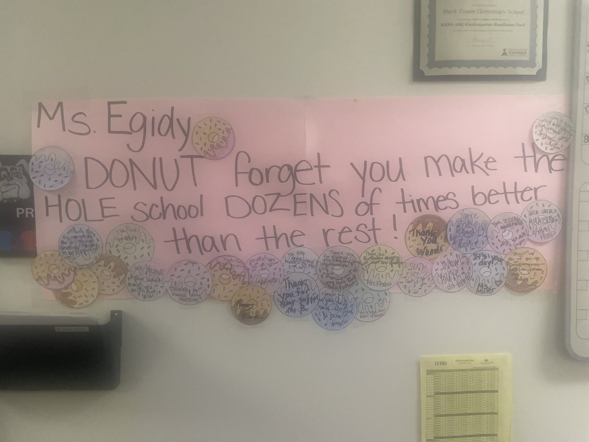 MTBullpups's tweet photo. Thank you to My Mark Twain Family who made today a phenomenal Principal Appreciation Day! The cards, posters, gifts, and fanfare welcome you all gave me this morning made me feel sooo valued and loved!!! It’s an honor to work with KCKPS @MTBullpups!!  
#bestofthebest
#kckschools https://t.co/3bPOXG4DH1
