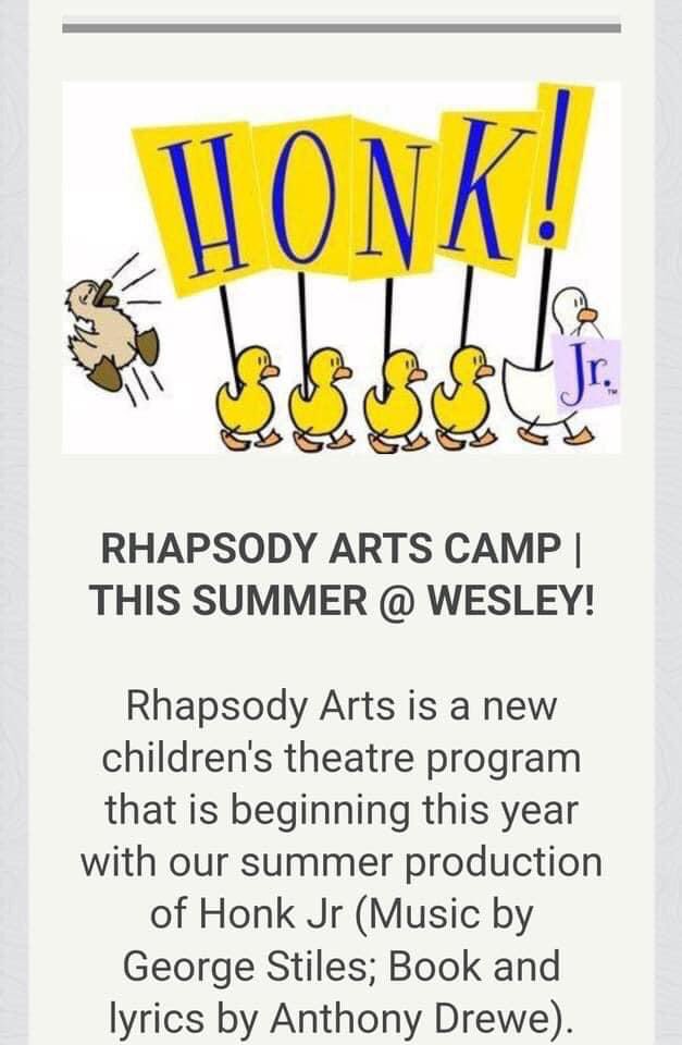 HumanityNetwork's tweet image. Check it out! Rhapsody Arts will host their inaugural Music &amp;amp; Arts Camp this summer at Wesley Church! Rhapsody Arts is led by Danielle Szabo and is a collaboration with Wesley Church and the Human Community Network. This camp will bring theater magic to children of all abilities.