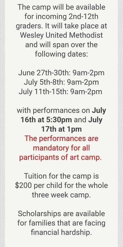 HumanityNetwork's tweet image. Check it out! Rhapsody Arts will host their inaugural Music &amp;amp; Arts Camp this summer at Wesley Church! Rhapsody Arts is led by Danielle Szabo and is a collaboration with Wesley Church and the Human Community Network. This camp will bring theater magic to children of all abilities.