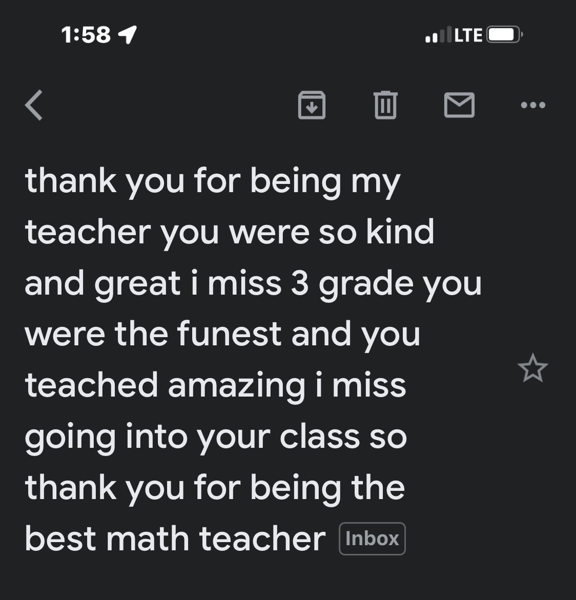 Received an email from a former student this morning. This definitely made my day!