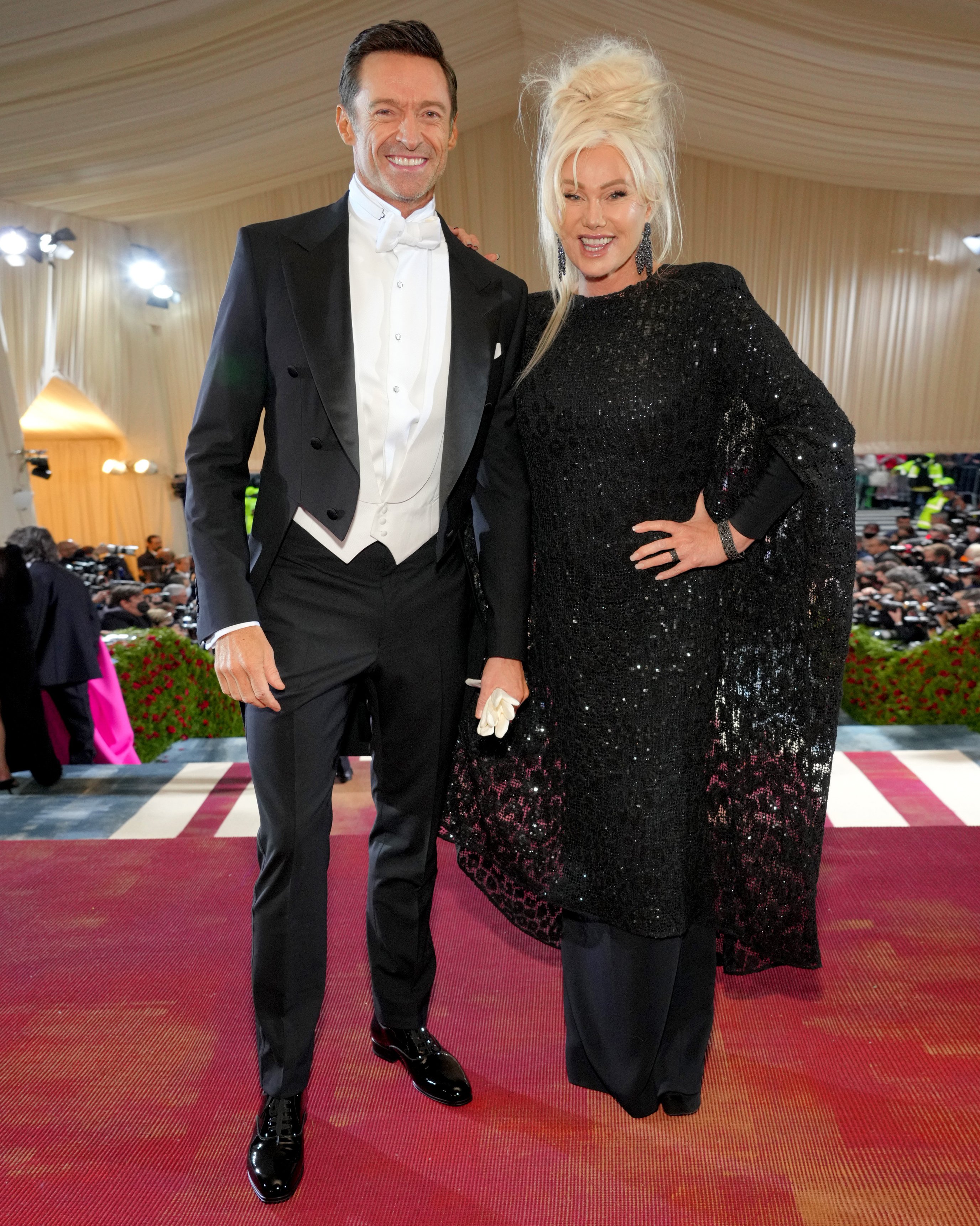 TOM FORD on X: .@RealHughJackman wore classic TOM FORD white-tie-and-tails  and #DeborraleeFurness wore a TOM FORD black silk cady gown with an  embroidered sequin black leopard lace caftan to the 2022 Met