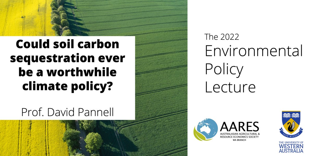 UWA Research (@uwaresearch) on Twitter photo WEBINAR: Could soil carbon sequestration ever be a worthwhile climate policy?
20 May, 11amAWST
👉bit.ly/3yb1TSo
<a href="/dpannell66/">David Pannell</a> discusses soil carbon sequestration & if policy based on paying farmers to sequester carbon is worthwhile in Australia.
#uwaresearchimpactseries WEBINAR: Could soil carbon sequestration ever be a worthwhile climate policy?
20 May, 11amAWST
👉bit.ly/3yb1TSo
<a href="/dpannell66/">David Pannell</a> discusses soil carbon sequestration & if policy based on paying farmers to sequester carbon is worthwhile in Australia.
#uwaresearchimpactseries