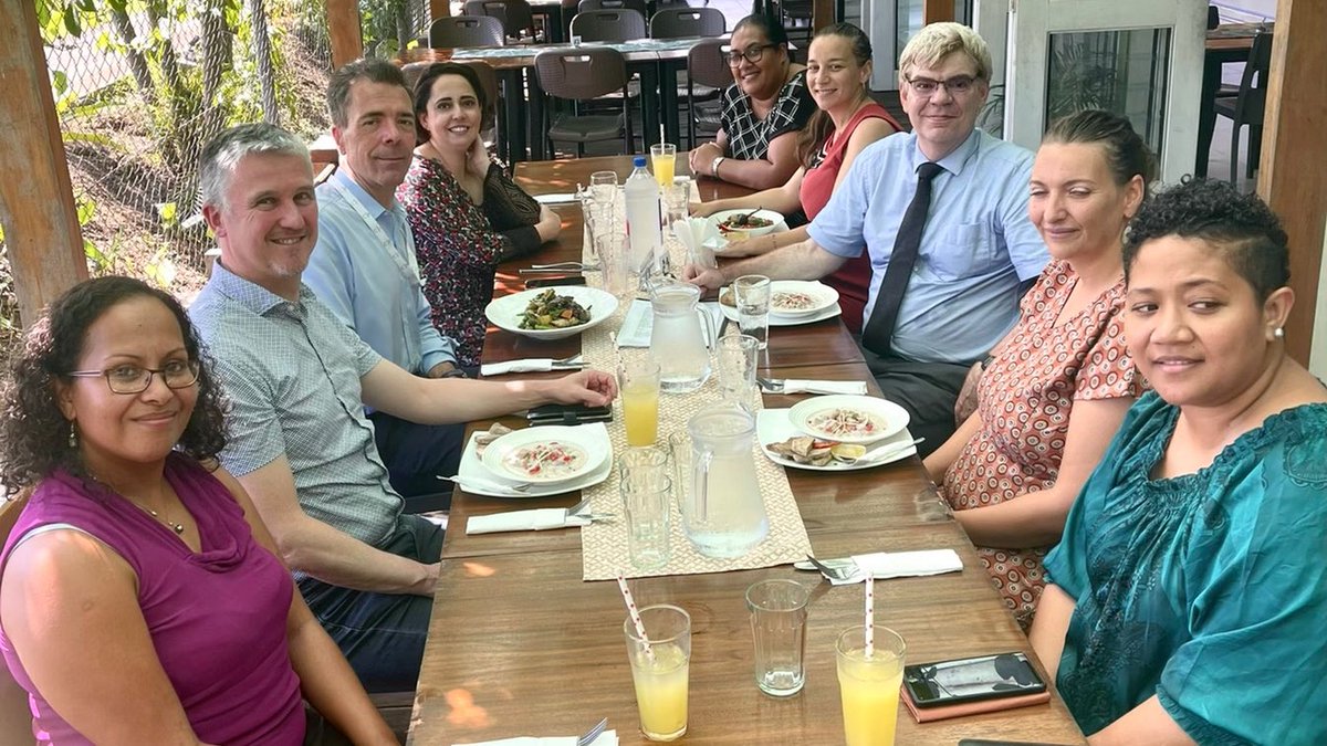 Lunch today with the team of the #French Embassy in #Fiji 🇫🇷🤝🇫🇯 at the Paradiso restaurant, on the occasion of the visit to #Suva of their colleagues Mr. Laurent Grison and Mr. Yann Evrard, IT team based in #Canberra.