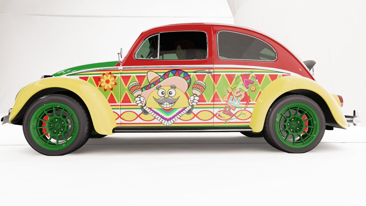 LanceMuscles's tweet photo. Get into the Spirit of Horizon with this Cinco De Mayo themed Vocho!

🚙: Vocho
🎨: 138 813 299

Calavera: 126 983 295
Cactus: 130 668 060
Guitar Guy: 120 393 580
Trumpet Guy: 376 402 009
Maracas Taco: 103 630 079

#forza #forzahorizon #forzahorizon5 #forzapaintbooth #forzashare https://t.co/Uo28eg6P5z
