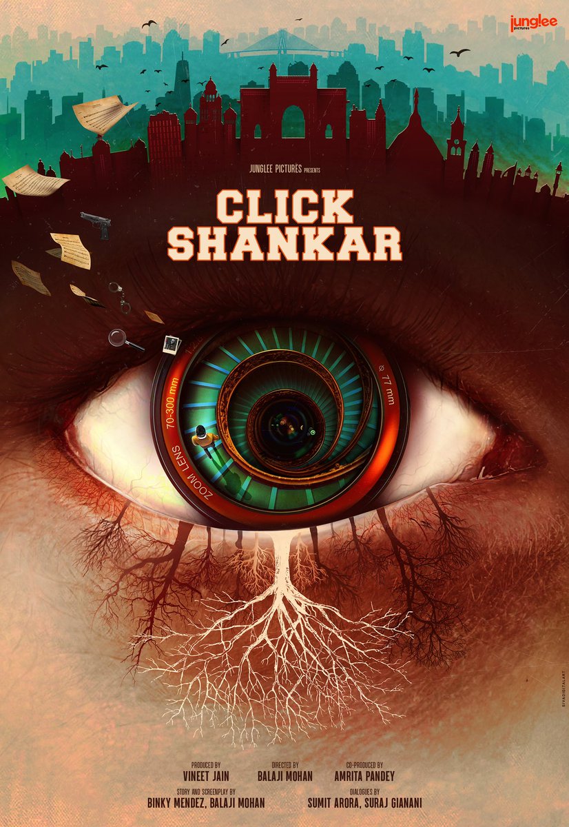 MovieCrow's tweet photo. Congratulations to @directormbalaji on his debut Hindi film. The first look poster of #ClickShankar is very interesting, innovative &amp; aptly has many detailings for a high-concept thriller! https://t.co/Y9ILAptHBN