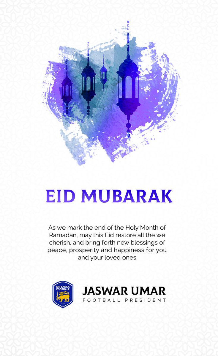 #EidMubarak to all celebrating around the world 💙

May this special time bring peace, happiness and prosperity to you all. ☪️ 

#SriLankaFootball #RestartFootball #MOYS