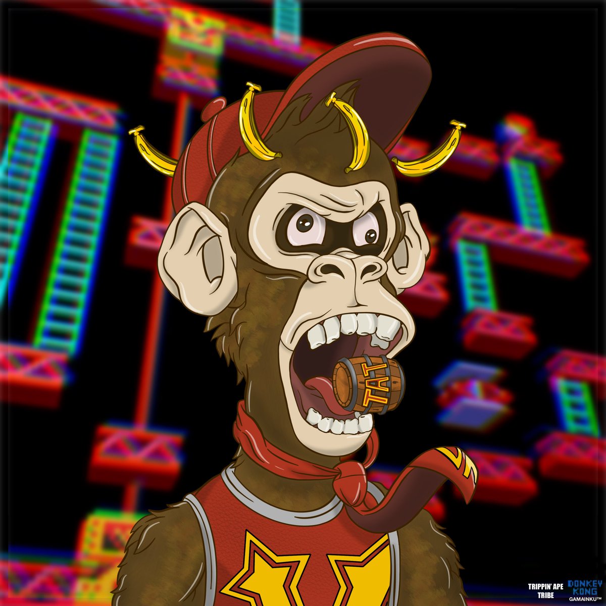 Made this piece for the tribe. Inspired from Donkey / Diddy Kong, he literally tripped. What’s on the barrel tho? 🙈

<a href="/trippinapes/"></a>