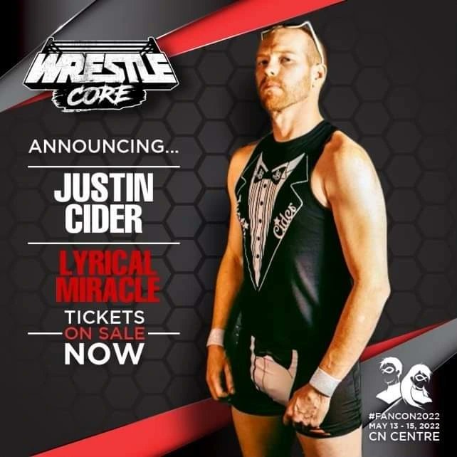 justycider's tweet photo. It's official! Lookout @northernfancon @justycider is coming to @WrestleCoreRLD!
#LyricalMiracle #EntertainmentProvider #OneStiffDrink #40yearoldrookie #nevertoolate https://t.co/CSmbHVQNBK