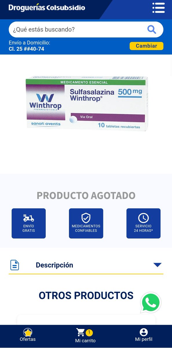 Johnpostea's tweet photo. Señores @Supersalud la #sulfasalazina está agotada en todas las droguerías de Bogotá. Es necesaria para que los pacientes diagnosticados con artritis nos tratemos el dolor y la inflamación. https://t.co/StrmlwTmhT