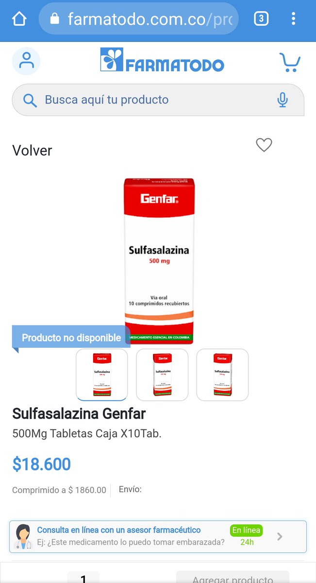 Johnpostea's tweet photo. Señores @Supersalud la #sulfasalazina está agotada en todas las droguerías de Bogotá. Es necesaria para que los pacientes diagnosticados con artritis nos tratemos el dolor y la inflamación. https://t.co/StrmlwTmhT