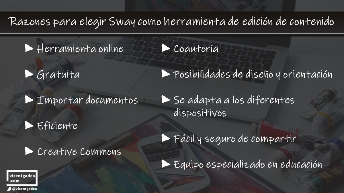 vicentgadea's tweet photo. ¿Conoces la herramienta gratuita Sway? 🤔
Una plataforma que permite crear contenidos interactivos💻: historias, libros digitales, presentaciones, etc.
Artículo que preparé para el #ObservatorioTecnología del @educaINTEF 📰👇
https://t.co/fi4a6CpsCK
#claustrovirtual #tipVG https://t.co/NMCkB1bwZP
