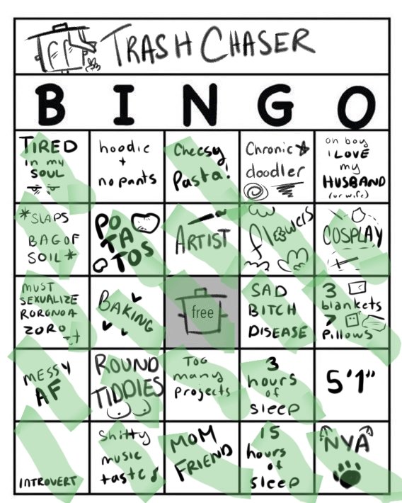 Ang6and7s's tweet photo. @TrashChaser 👍🏼much bingos https://t.co/31Li4abOyw