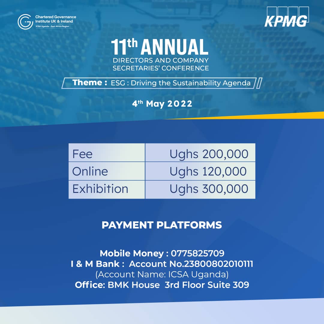 Barbrabrendah1's tweet photo. In partnership with KPMG, the one-day conference will be held under the theme: “ESG: Driving the Sustainability Agenda.
Kindly register inorder to attend the conference tomorrow at Protea.
#DirectorsSecretariesConference https://t.co/LJBUx3xHKX