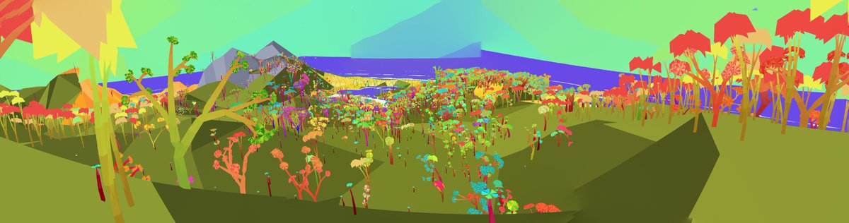 Been really enjoying <a href="/OwenTheBell/">Owen Bell</a> 's game Mendel again as of late. Left my island for about 10 months without opening it and came back to a whole colorful forest ^^
