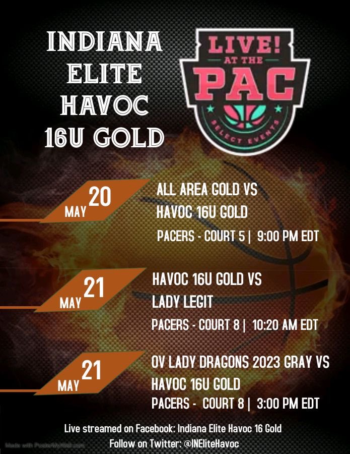 INEliteHavoc's tweet photo. Coaches Be Sure to Catch Indiana Elite Havoc 16 Gold this Weekend in Indianapolis @ Live at the PAC! 🏀🔥🏀🔥 TCB⚡️@IndianaEliteWBB @MHS_Girls_ https://t.co/85hvmyF4px