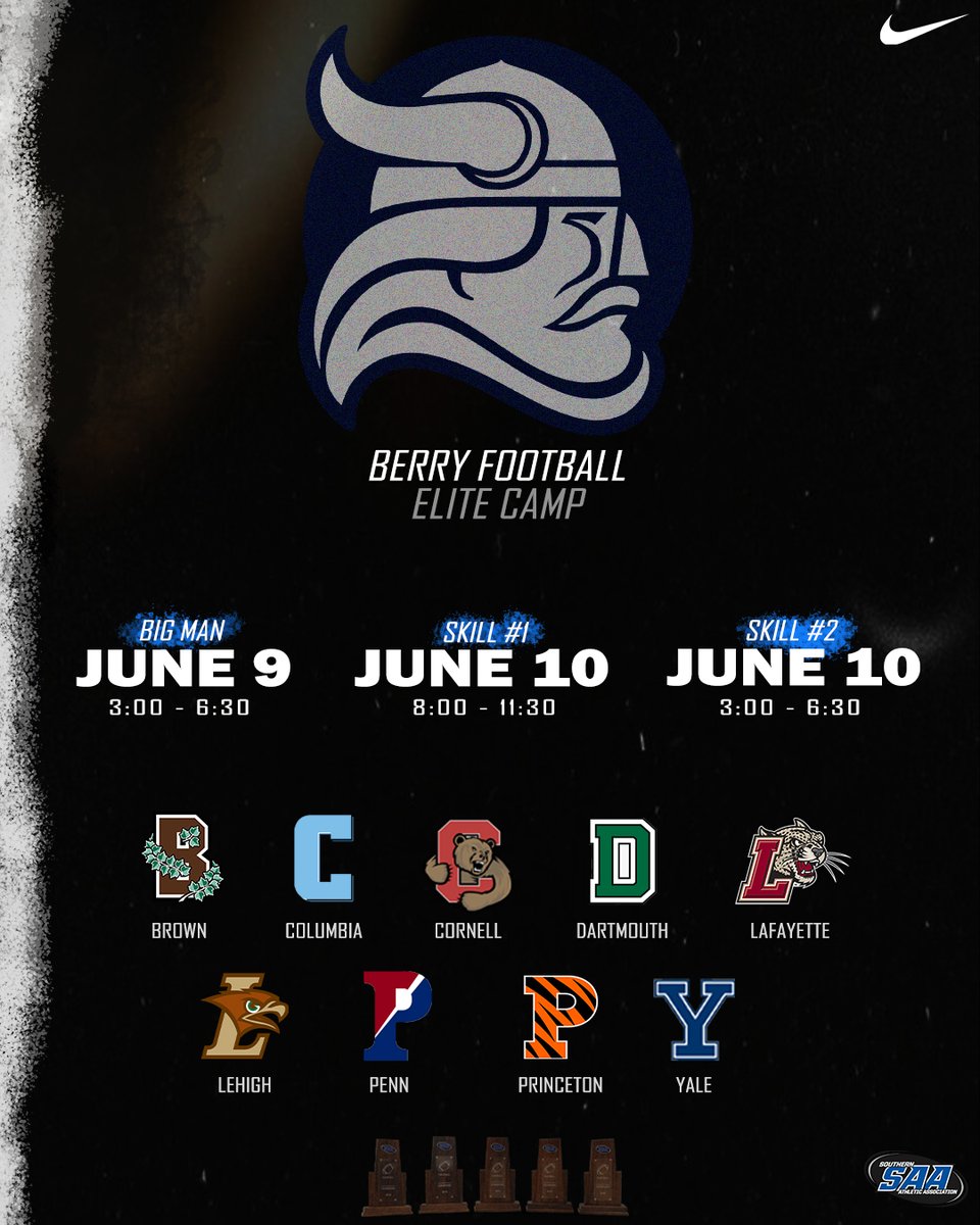 🚨 REGISTER NOW 🚨 
Elite Camp featuring coaches from the Ivy &amp; Patriot Leagues 📕
berryfootballcamps.com/elite-camp.cfm

Sign up now 🖊️ Spots are filling up

Open for 2023, 2024, and 2025 grad years 🎓

#KeepClimbing