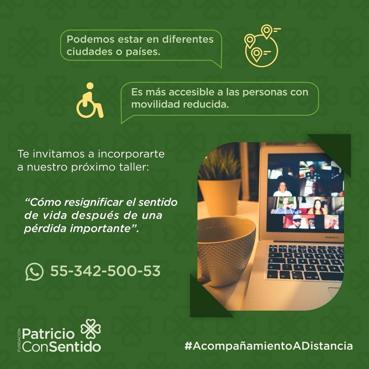 Nos dimos cuenta de lo valioso de esta herramienta en tiempos de pandemia. 👩‍💻🧑‍💻Continuemos aprovechando este gran recurso, para elaborar procesos de duelo sanos. 💚🍀
  
¡Aparta tu lugar en nuestro taller! 📲 5534250053

#ApoyoEmocional 
#DíaMundialDelInternet