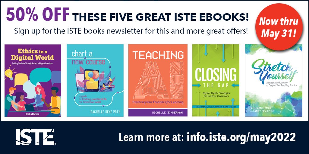 Sign up for the ISTE Books newsletter to get 50% off select ebooks, now through the end of May! 🎉 

Learn more here: bit.ly/3lm6PvO