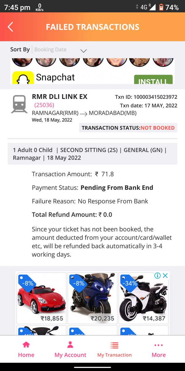 BarryAllen000's tweet photo. @TheOfficialSBI 
@IRCTCofficial 
@RailMinIndia 
@irctccares

My money got deducted from account but irctc shows failed transcation and now no refund from irctc . https://t.co/sH4aWwMM3d