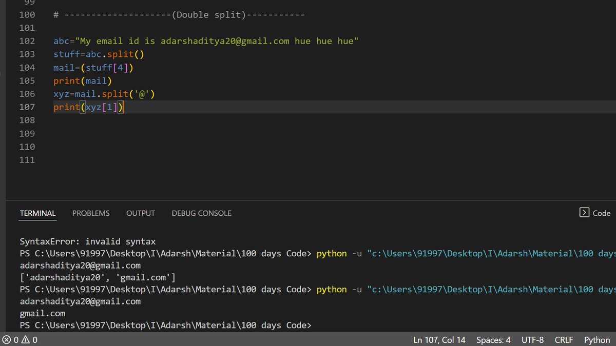 30d100aa533b4fa's tweet photo. Day 144
Learned about double-split function
@scaler_official
@interview_bit
#scalerdiscord #scaler #everycode https://t.co/51vUldAGSn