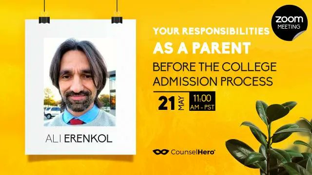 CounselHero's tweet photo. Ali Erenkol will be with us on May 21st to talk about "Your responsibilities as a parent before the College Admission Process". https://t.co/s0lijzZbXt
#CounselHero #digitalcareercounseling #academiccounseling #collegecounseling #collegeadmission #education #parentsrole #meetup https://t.co/xQrjy1PXi5