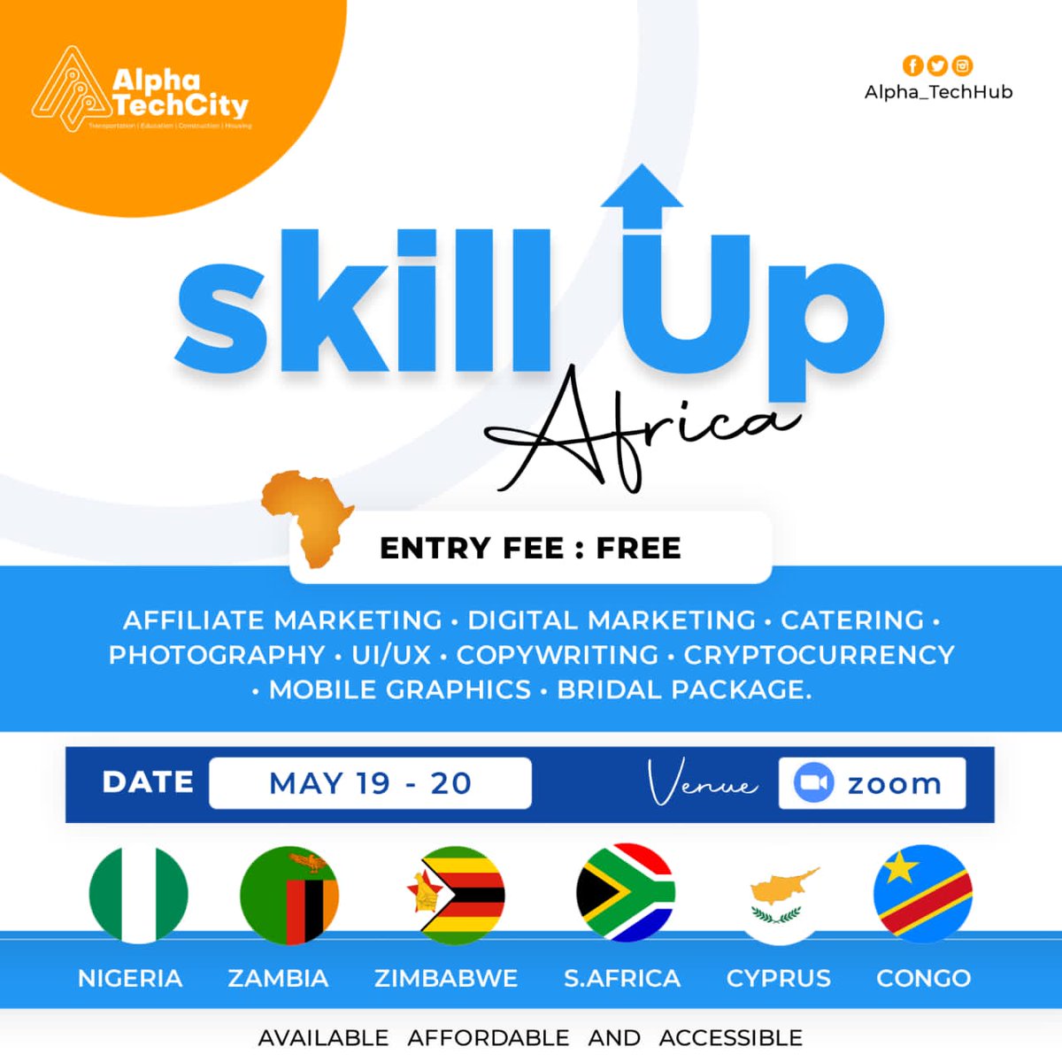Alpha_TechHub's tweet photo. Our FREE Tech class starts on 19th and 20th May, 2022.

We have experts from various fields coming from different countries.

You don't want to miss it.
Join our group link here
https://t.co/aswayRRfnw

#alpha_techhub
#move2earn 
#education 
#digitalskills https://t.co/356U974wHq