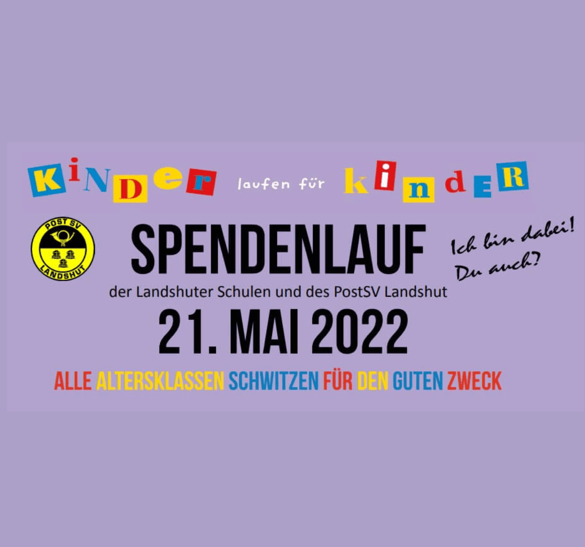 Gym_Seligenthal's tweet photo. Sponsorenlauf "KINDER LAUFEN FÜR KINDER" am 21.5.2022 endlich wieder in Präsenz! 
#Laufen für den guten Zweck am Sportplatz des Hans-Carossa-Gymnasiums

Alle Infos und Downloads gibt es auf der Homepage des Post SV: https://t.co/1S9uf8ZEq5

#kinder #charity #spenden #engagement https://t.co/pHJLpcf2lM
