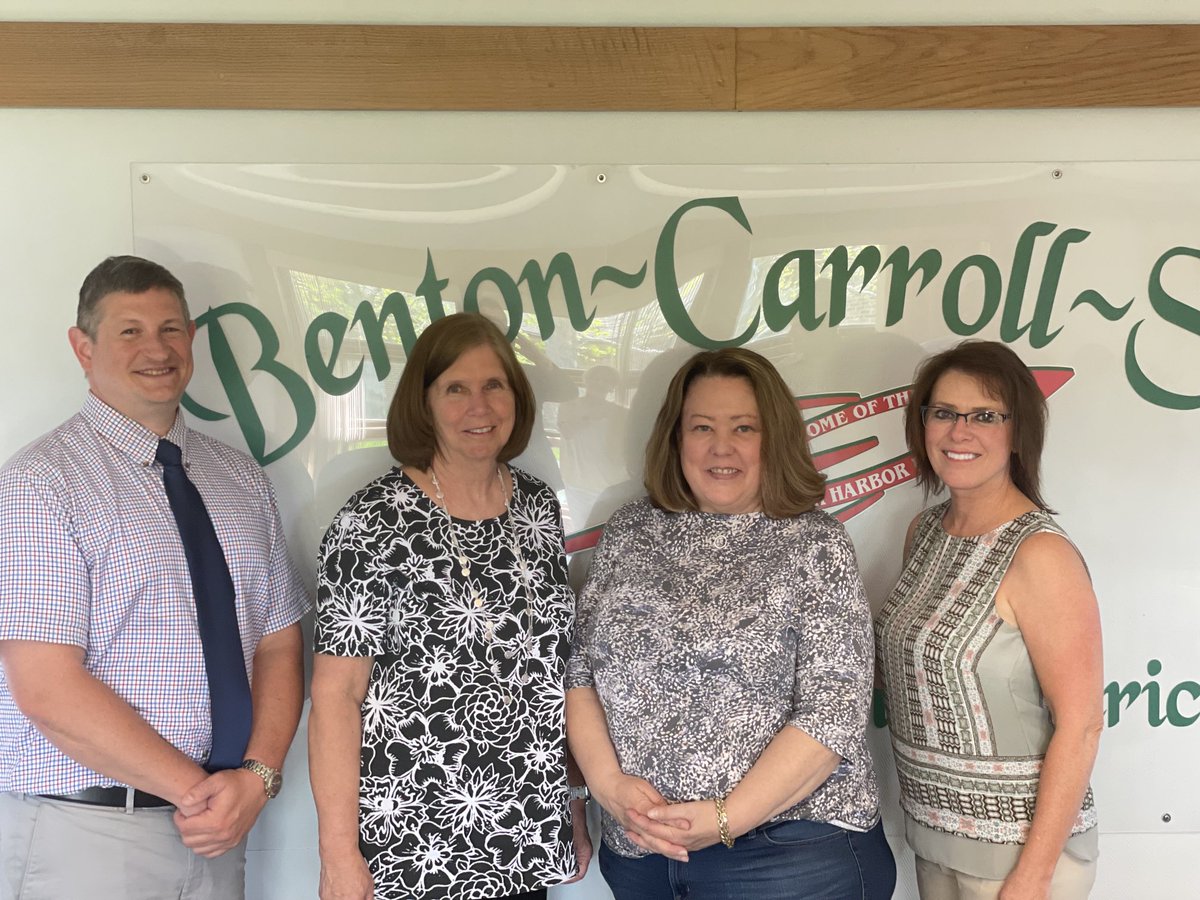 BCS_Supt's tweet photo. Congratulations to the 2022 Benton-Carroll-Salem Retirees from left: Jeaney Diefenthaler (22 yrs), Susan Nowlin (33 yrs), &amp; Amy Behm (27 yrs).  Not pictured is Barbara Lorensen (40 yrs).  Thank you for your dedication to our students and best wishes for the future! https://t.co/zFJpxSHnOT