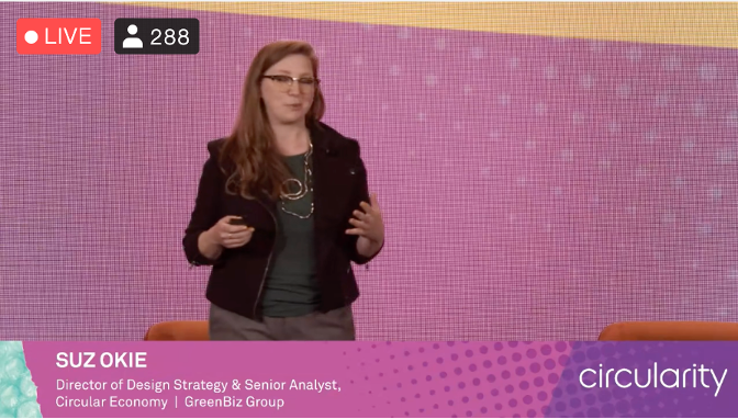 CarbonChamp's tweet photo. “How can I enable a circular transformation?” - Suz Okie An important and thought-provoking question at @GreenBiz #Circularity22 #bethechange #circularity #sustainability #ClimateActionNow https://t.co/qUBnPtQMiK https://t.co/yZzPkS0Yg6