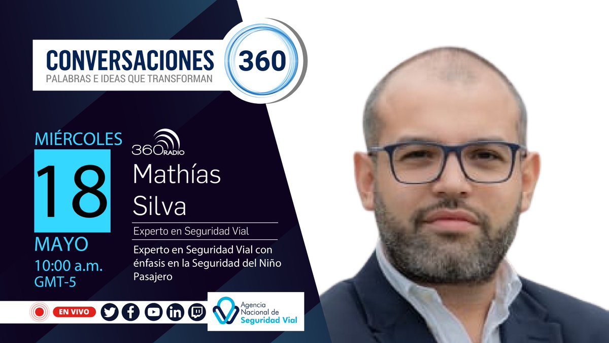 360RadioCo's tweet photo. #Conversaciones360 l @mathu_silva, experto en seguridad vial infantil y gerente de Capacitación de la @fundaciongonchi de Uruguay 🇺🇾, certificado por @safekids y la #NTHSA, hablará este 18 de mayo en @360RadioCo sobre seguridad vial para niños pasajeros.
Estaremos en vivo 👇 https://t.co/Fw93Dcddc8