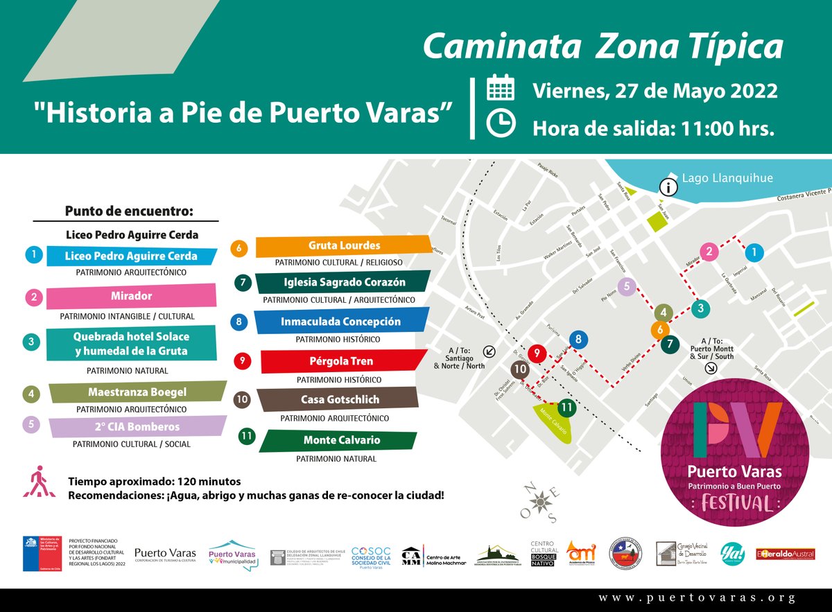 muniptovaras's tweet photo. #SemanaDelPatrimonio ➡ Ven y conoce el otro lado de #PuertoVaras recorriendo sus atractivos patrimoniales en las caminatas organizadas para celebrar el #DíaDelPatrimonio 

🏡 Viernes 27M ➡ Zona típica
🏡 Sábado 28M ➡ Habitemos el Lago
🏡 Domingo 29M ➡ Centro https://t.co/MsPfCUW3oK