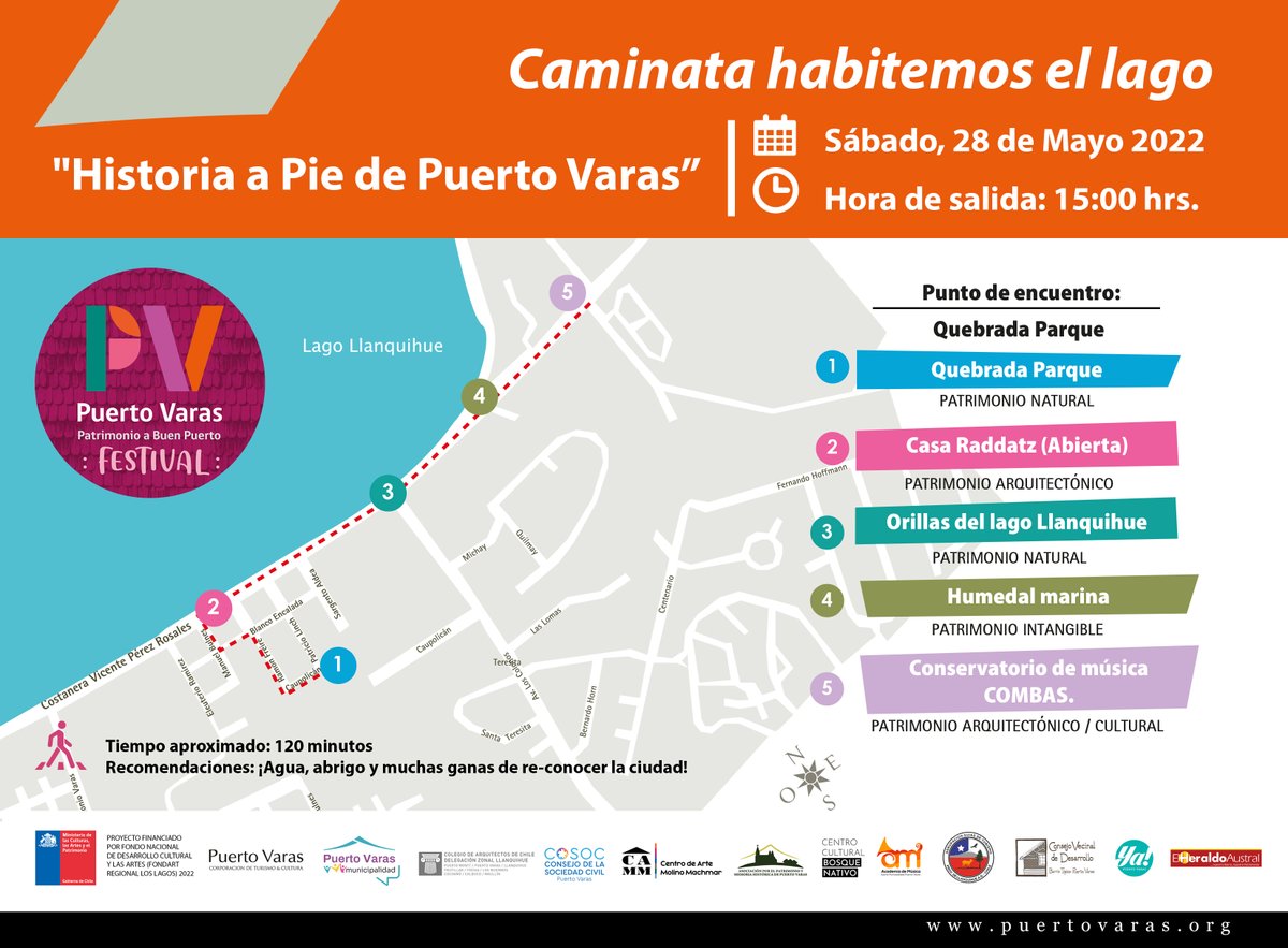 muniptovaras's tweet photo. #SemanaDelPatrimonio ➡ Ven y conoce el otro lado de #PuertoVaras recorriendo sus atractivos patrimoniales en las caminatas organizadas para celebrar el #DíaDelPatrimonio 

🏡 Viernes 27M ➡ Zona típica
🏡 Sábado 28M ➡ Habitemos el Lago
🏡 Domingo 29M ➡ Centro https://t.co/MsPfCUW3oK