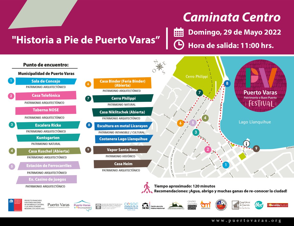muniptovaras's tweet photo. #SemanaDelPatrimonio ➡ Ven y conoce el otro lado de #PuertoVaras recorriendo sus atractivos patrimoniales en las caminatas organizadas para celebrar el #DíaDelPatrimonio 

🏡 Viernes 27M ➡ Zona típica
🏡 Sábado 28M ➡ Habitemos el Lago
🏡 Domingo 29M ➡ Centro https://t.co/MsPfCUW3oK