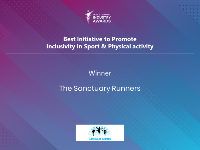 iresport's tweet photo. 📢 BEST INITIATIVE FOR INCLUSIVITY

Winner 👉 @SanctuaryRunner for their inclusive running community 👏

They use running, jogging and walking to bring everyone in the community together – including, and especially, asylum seekers, refugees and other migrants.

#ISIA22 https://t.co/qSXizwzZz8