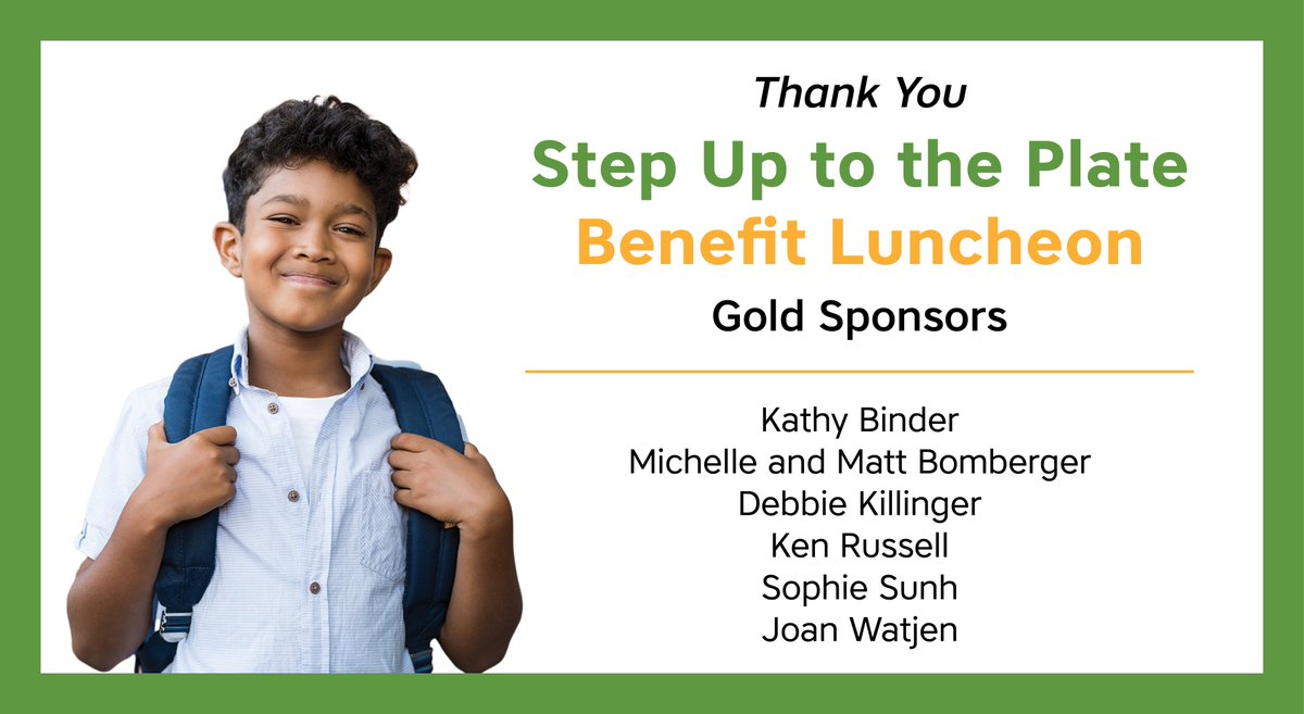 Thank you to our 21st Annual Step Up to the Plate Benefit Luncheon Gold Sponsors for your commitment to supporting Bellevue children. Together we will ensure thousands of Bellevue children do not experience hunger. 💚🍎🥕
