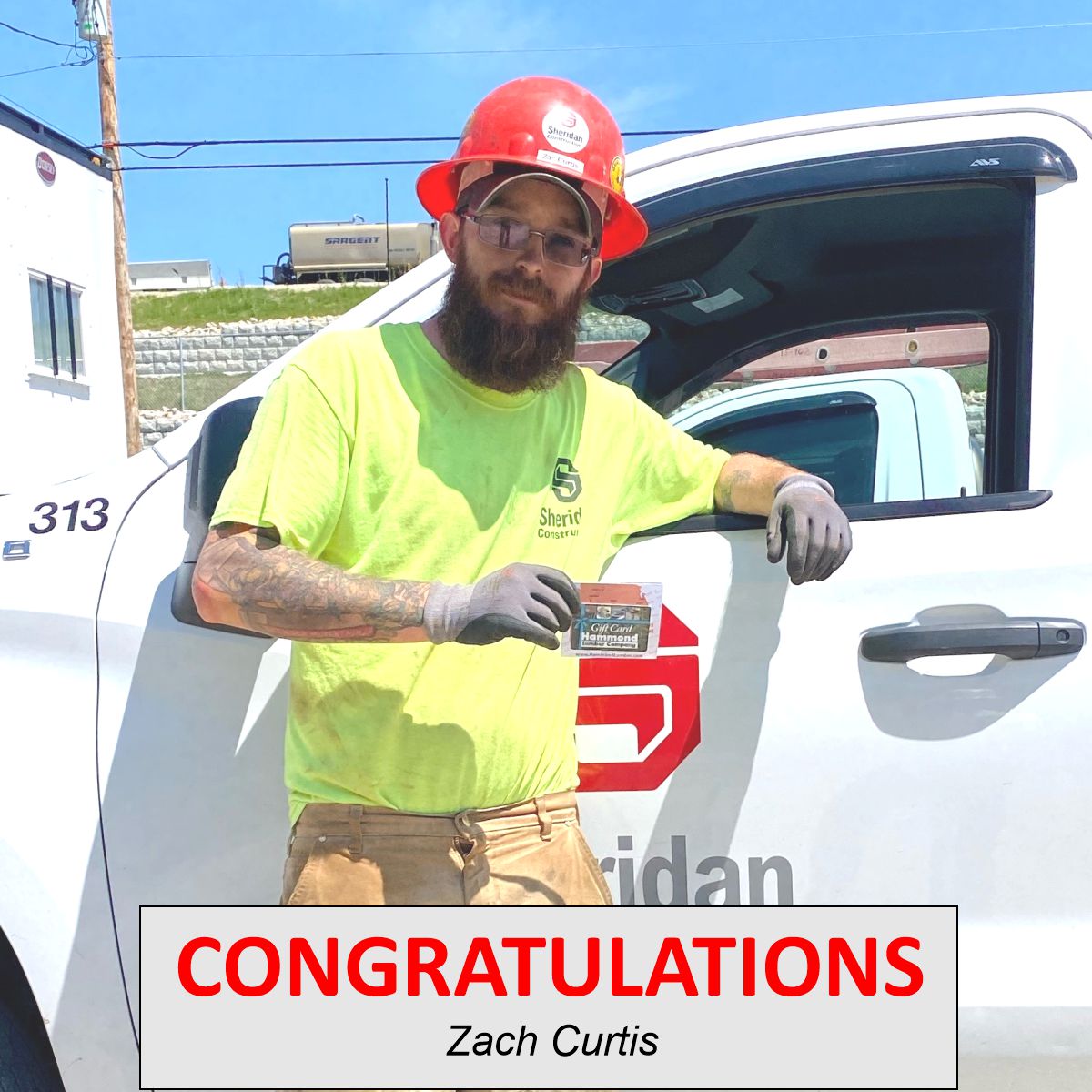 Recent prize winners from all employees that participated in Sheridan’s Safety Stand-Down Week. 

Thank you to all of our hardworking employees for raising the standard for safety culture, effort and results. 

Follow - Like - Share

#sheridanconstruction #sheridan #construction