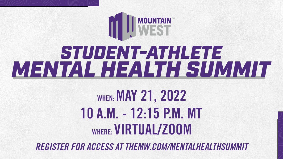 MountainWest's tweet photo. 🗣 Attention MW student-athletes

We're hosting a mental health summit with @HilinskisHope and @katie_wille this Saturday

Register to attend at https://t.co/DgcEji514J https://t.co/8dazijMF1P