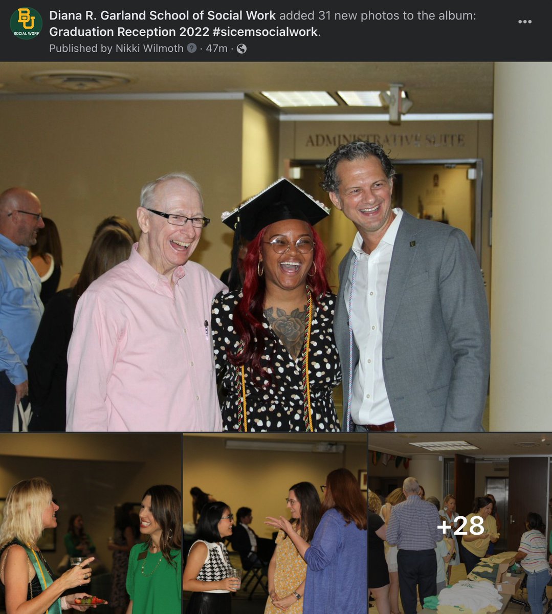 Baylor_SSW's tweet photo. We had such a great time celebrating our graduates on Friday! Find our full "family picture album" on Facebook โข https://t.co/gLCWKw8sfN
#sicemsocialwork #baylorbears #bu22 @Baylor https://t.co/8oWUS2QrKC