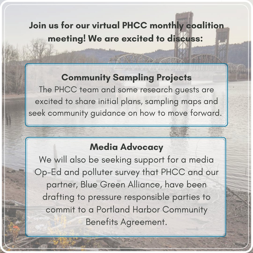 phccoalition's tweet photo. Join us virtually this Thursday evening, May 19, from 6-8pm to learn about and inform the air, soil and water sampling projects coming this summer. The PHCC team and some research guests are excited to share initial plans, sampling maps and seek community guidance. (1/2) https://t.co/m6zE996dTF