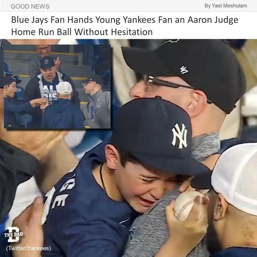 MBMermen's tweet image. "The rush of watching your favorite athletes play in person is an unforgettable experience, especially as a kid. But for one young Yankees fan, a late April game turned into a day he’d never forget, and it was all thanks to a kind-hearted Blue Jays fan…"
facebook.com/thedadonline/p…