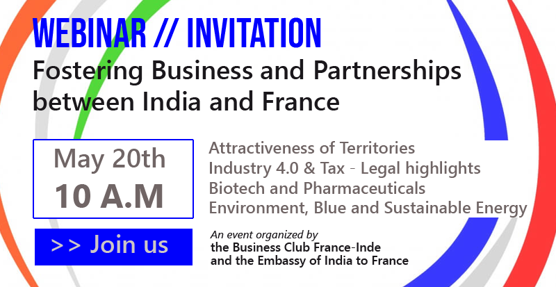 🇫🇷🇮🇳#business #France #India
For 75th anniversary of India's independence, 
join us for a webinar on 
"Fostering Business and Partnerships between India and France" on May 20, at 10 am (ist 1:30pm)
👀 View the program bit.ly/3sChoij
👉Registration bit.ly/3MsxLpJ