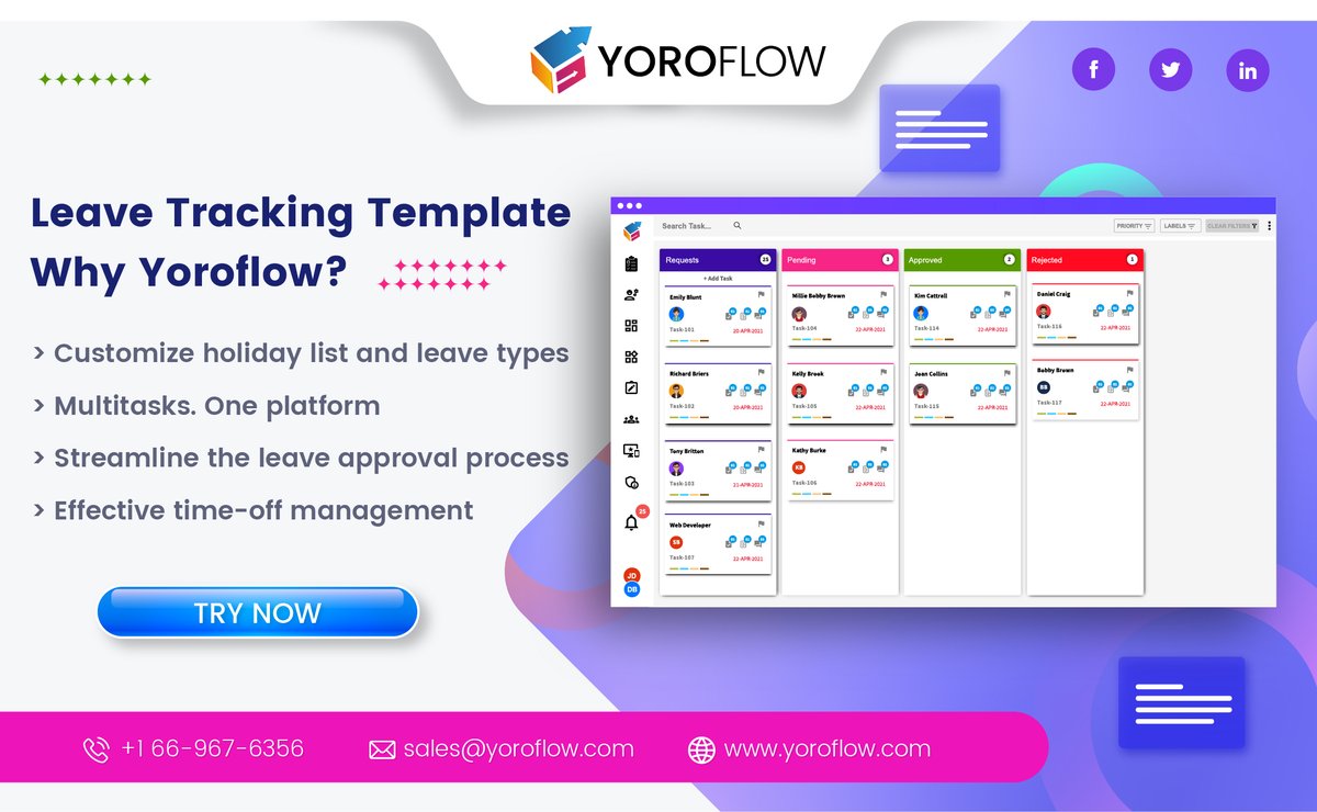 yoroflow's tweet photo. Are you still trusting spreadsheets to manage the leave requests of your team?
Make your #leavetracking process in digital touch with #Yoroflow.
We help you view employee data and process requests for time off and more.
Contact us: https://t.co/giOO3rdtYv
#leavetracker https://t.co/NgZLD7fKAe